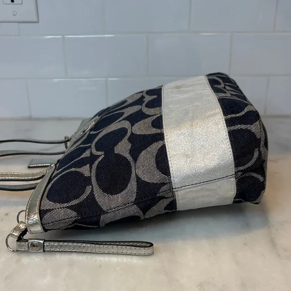 Coach Y2K Vintage Denim Jacquard Signature Stripe Tote